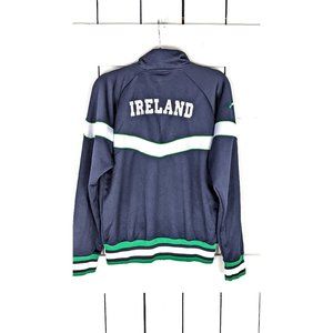 Ireland striped blue green zipper track suit embroidered patch sweatshirt Medium